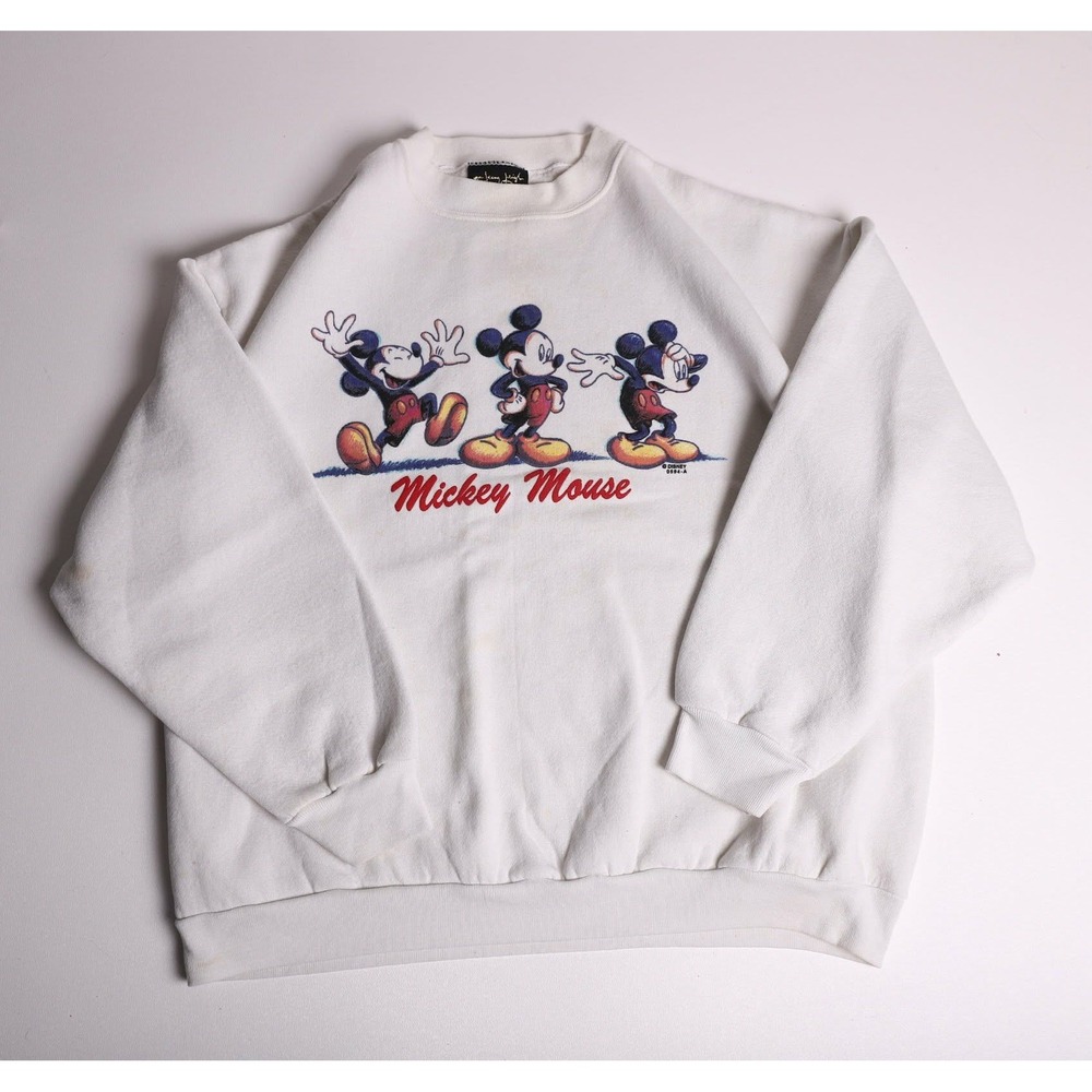 Vintage Jerry Leigh Mickey Mouse Sweatshirt White Crewneck Disney 90s OSFM